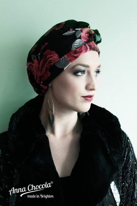 Red Rose Scarf Hat - Anna Chocola® Brighton Milliner 2014