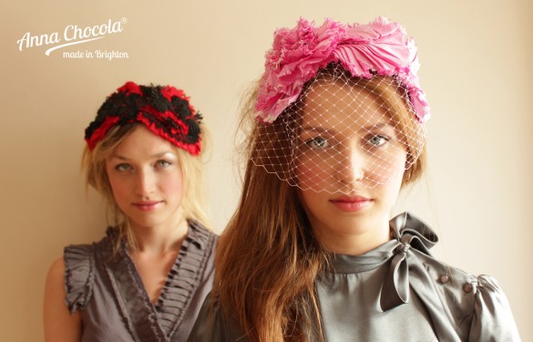 Anna Chocola Brighton Milliner- Pleated Silk  headpieces