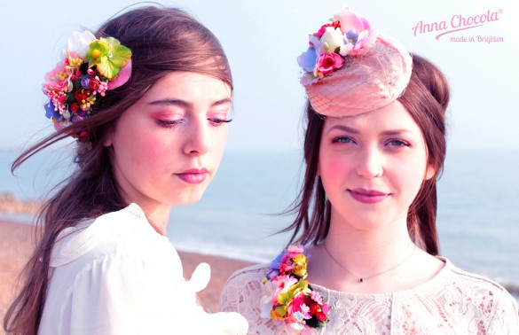 Petit Jardin headpiece  & Flower Coquette pillbox hat - Anna Chocola® Brighton MIlliner