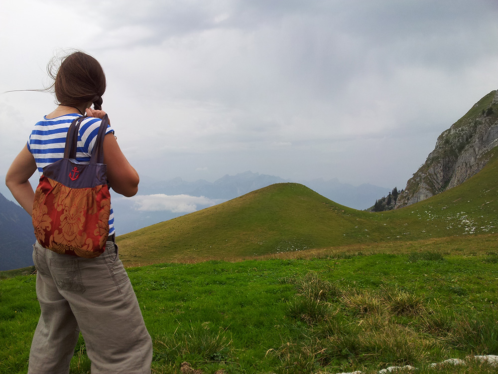 Anna Chocola's Millinery Customer Wearing A Hat