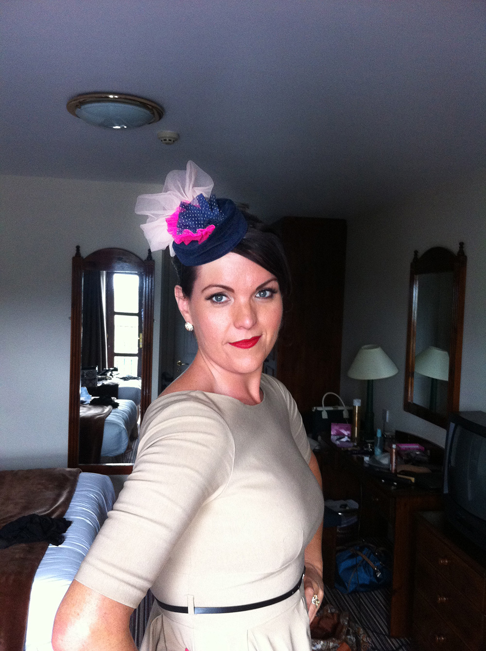 Anna Chocola's Millinery Customer Wearing A Hat
