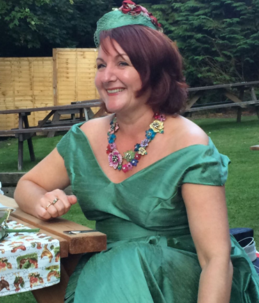 Anna Chocola's Millinery Customer Wearing A Hat